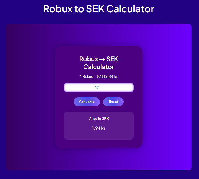 Robux to SEK Calculator